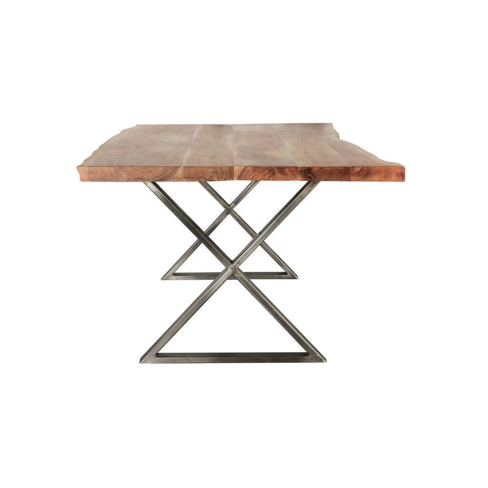 Primo International 51223 70 in. Sutherland Rustic Dining Table, Brown