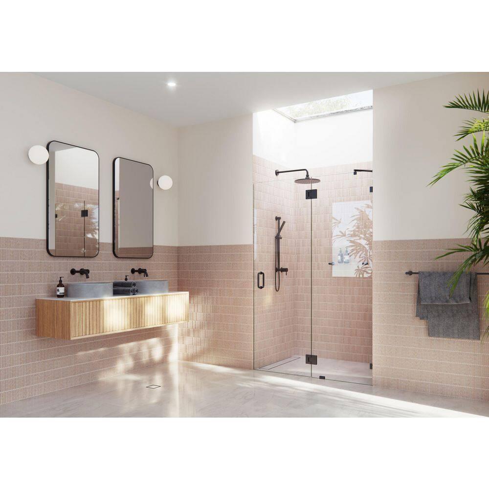 Glass Warehouse Halo 53.5 in. x 78 in. Frameless Glass Hinge Shower Door GW-GH-53-5-MB