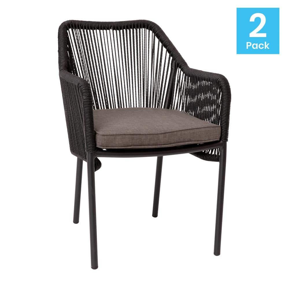 Black Aluminum Outdoor Dining Chair (Set of 2)