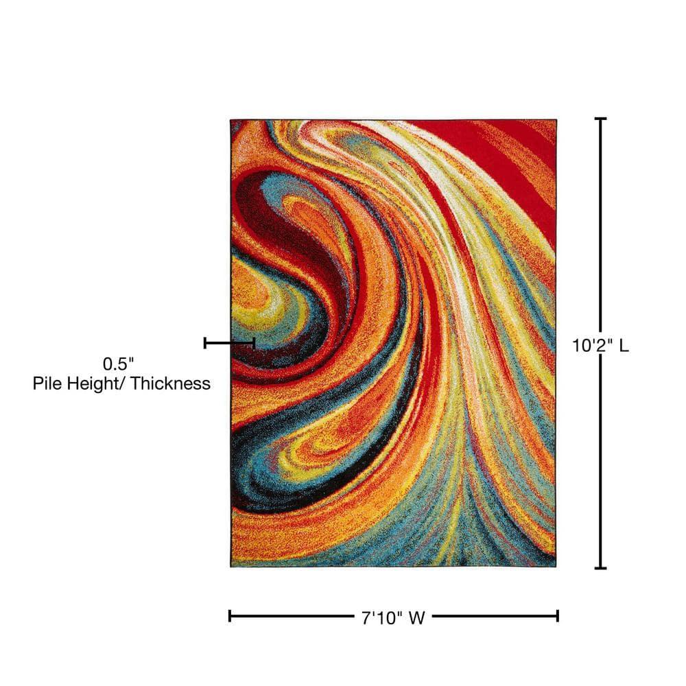 Home Dynamix Splash Adja Contemporary Abstract Swirl Area Rug, Red/Blue, 7'10"x10'2"
