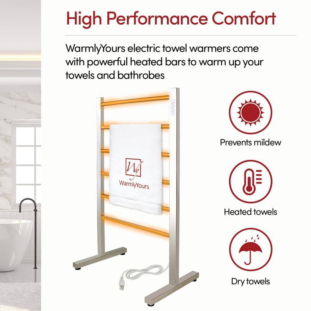 Ibiza Electrical Freestanding Towel Warmer, Polished, Plug-in, 6 Bars