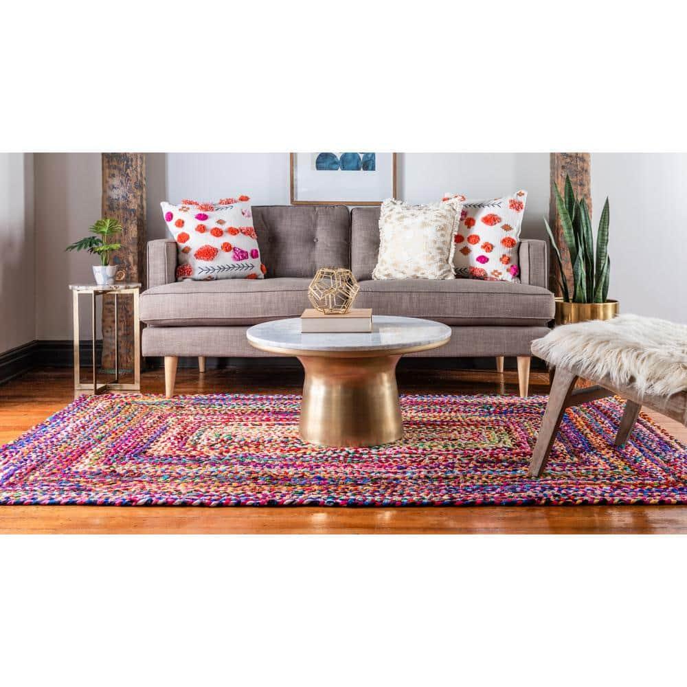 Handmade Colorful Braided Chindi Rectangular Rug 3x5