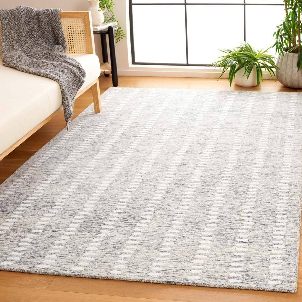SAFAVIEH Abstract Madrid Striped Geometric Area Rug, Gray/Ivory, 3' x 5'