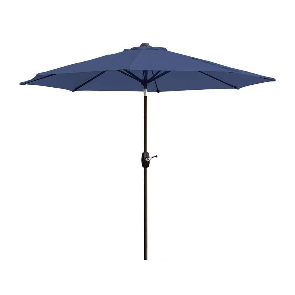 Polytrends Amada 9 ft. Patio Umbrella with Fillable Base Navy Blue