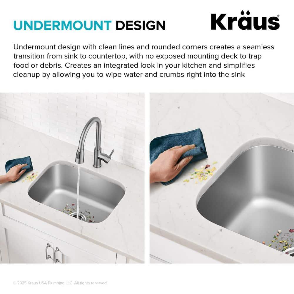 KRAUS Premier Undermount Single Bowl 18-Gauge Stainless Steel Kitchen Sink
