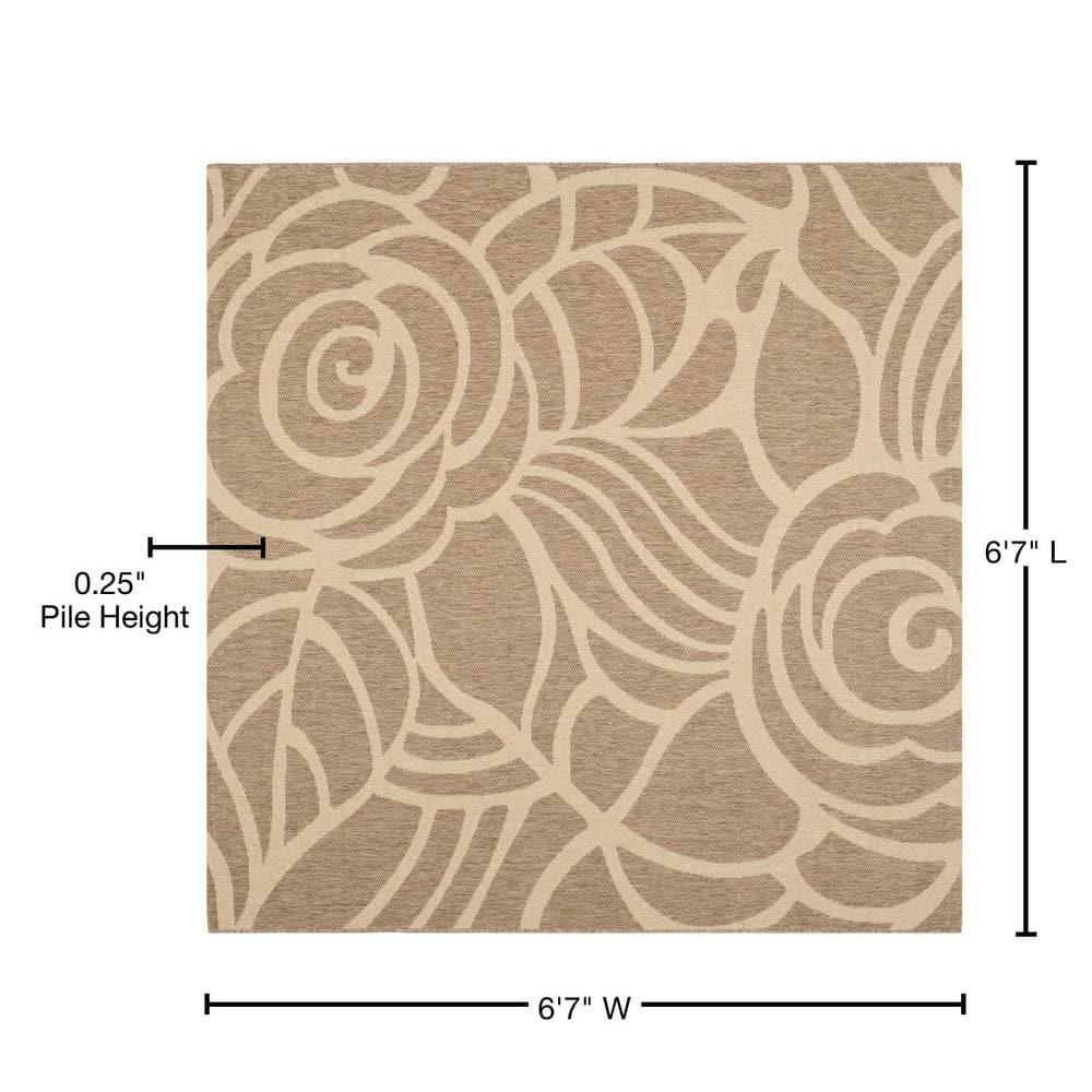 Courtyard CY5141 Power Loomed Indoor/Outdoor Area Rug - Coffee/Sand - 6'7"x6'7" - Safavieh.