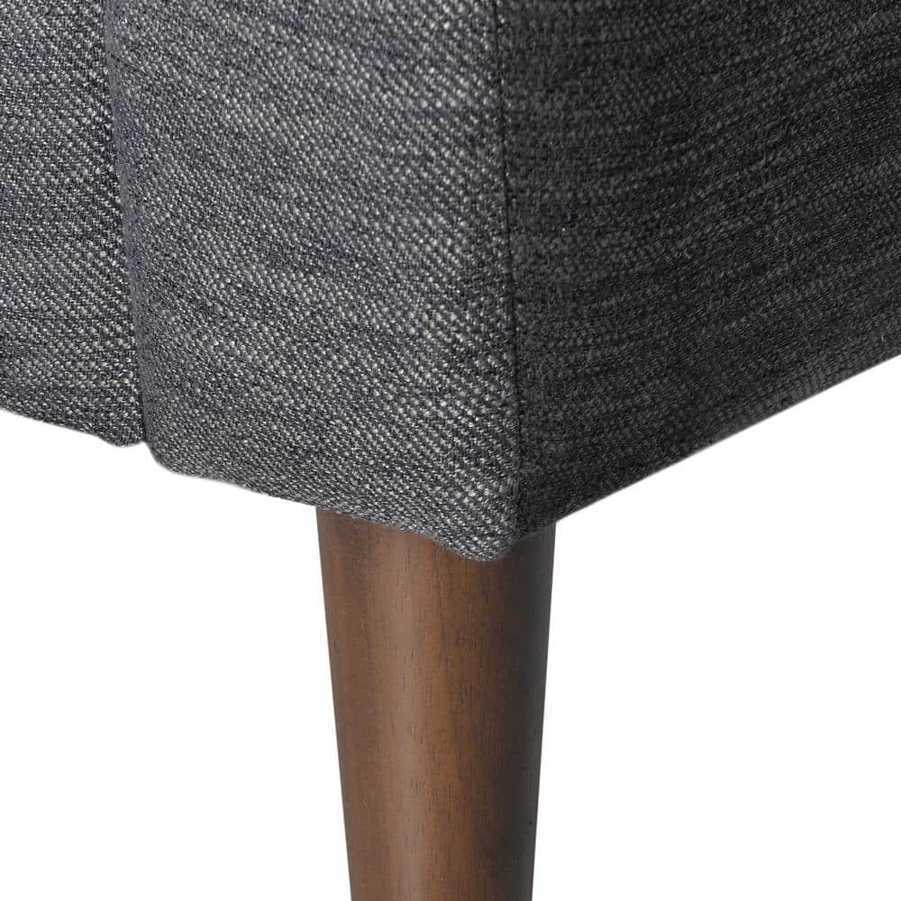 Noble House Currie Fabric Tufted 3 Seater Sofa, Charcoal, Dark Walnut