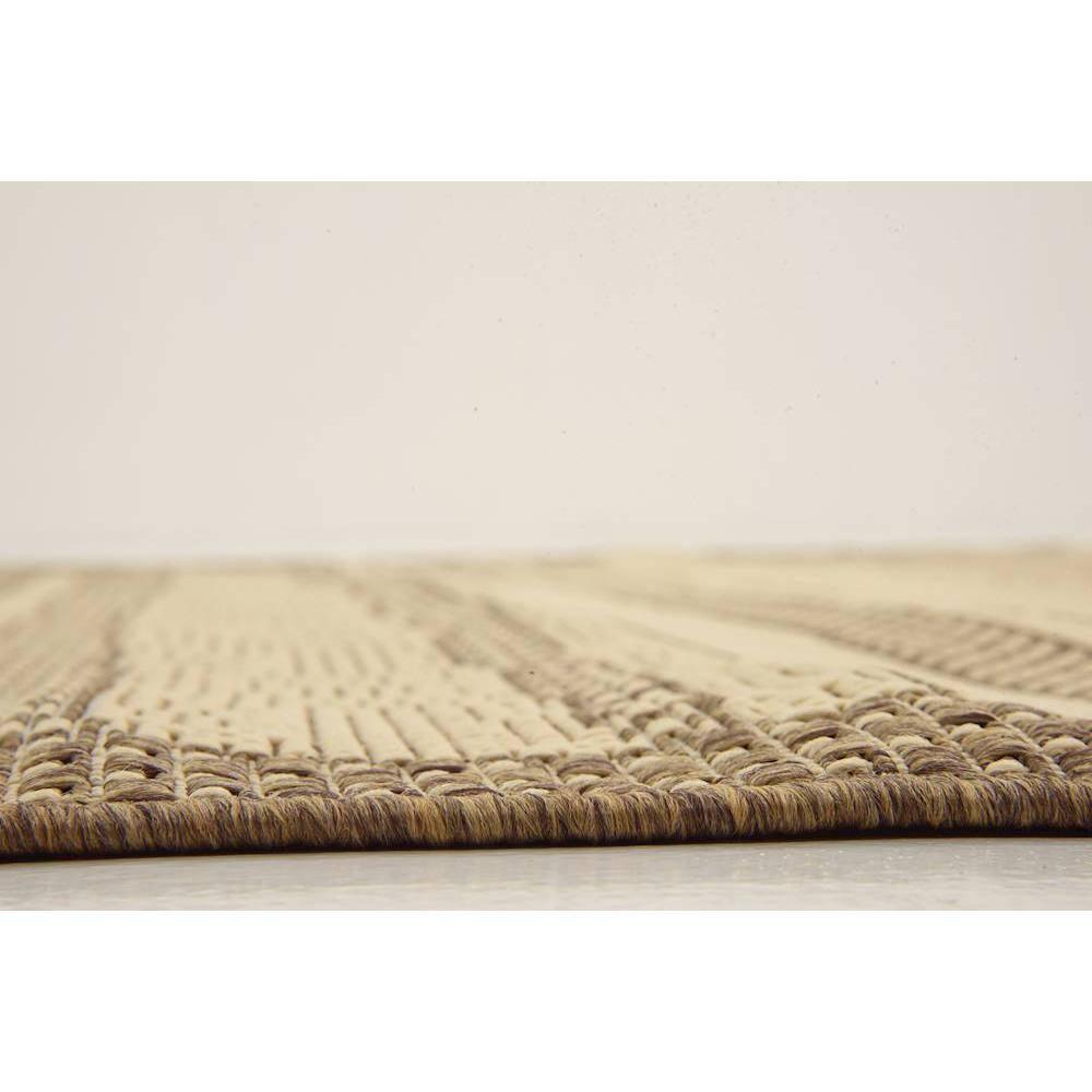 Unique Loom Outdoor Border Collection Area Rug - Lines (6' 1" Square Beige/Brown)