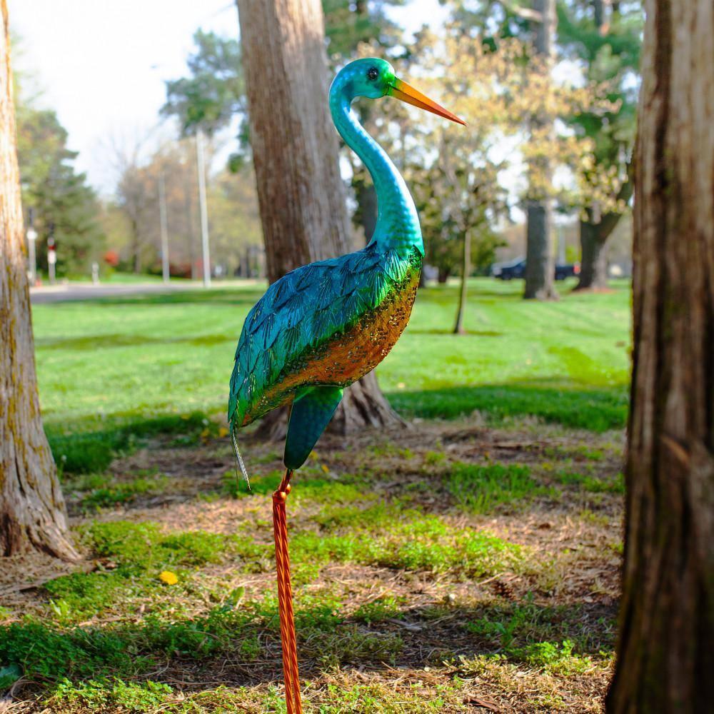 Exhart Exhart Metallic Coastal Crane Garden Statue, 14 by 38 Inches