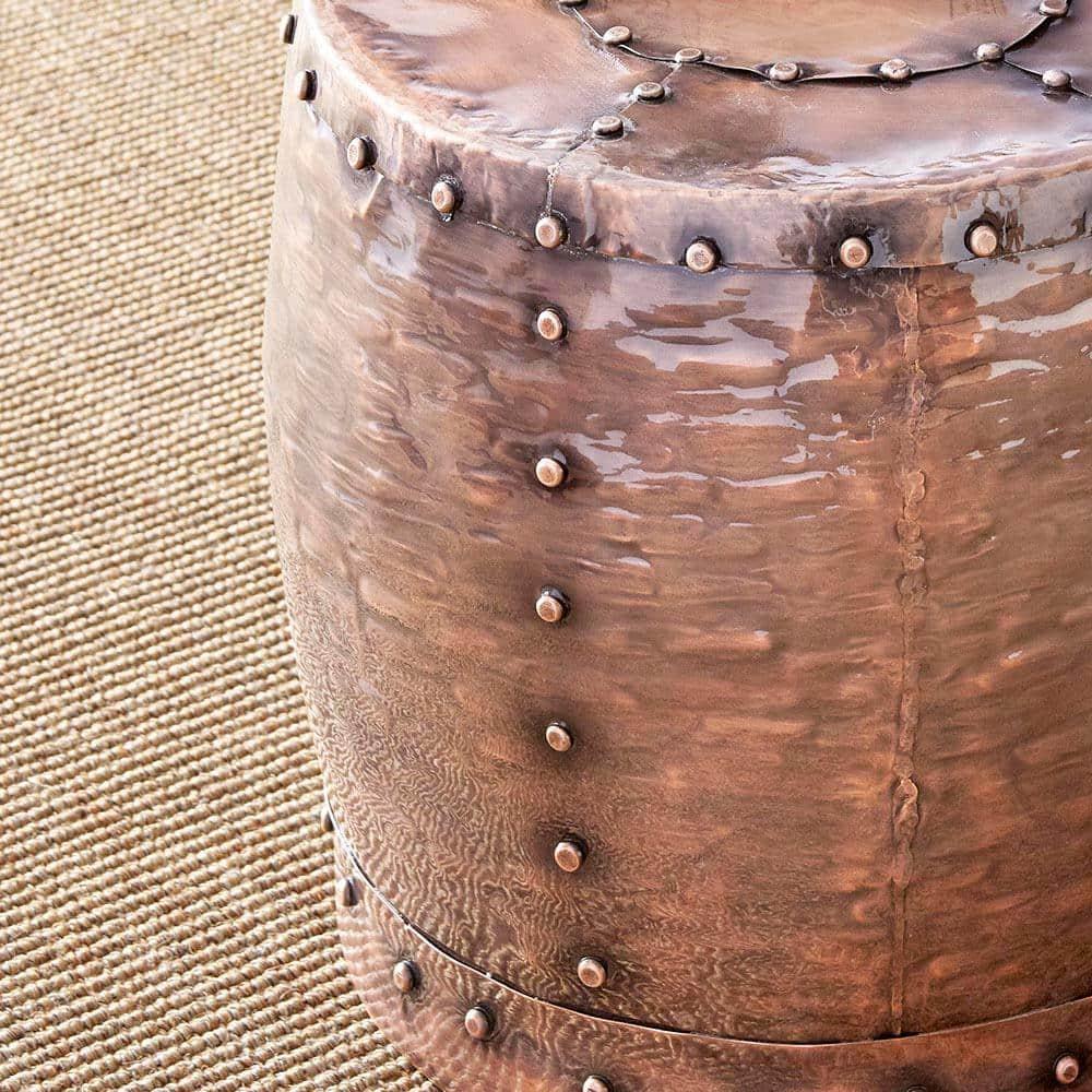 Steve Silver Cooper 16" Round Metal End Table, Antique Copper
