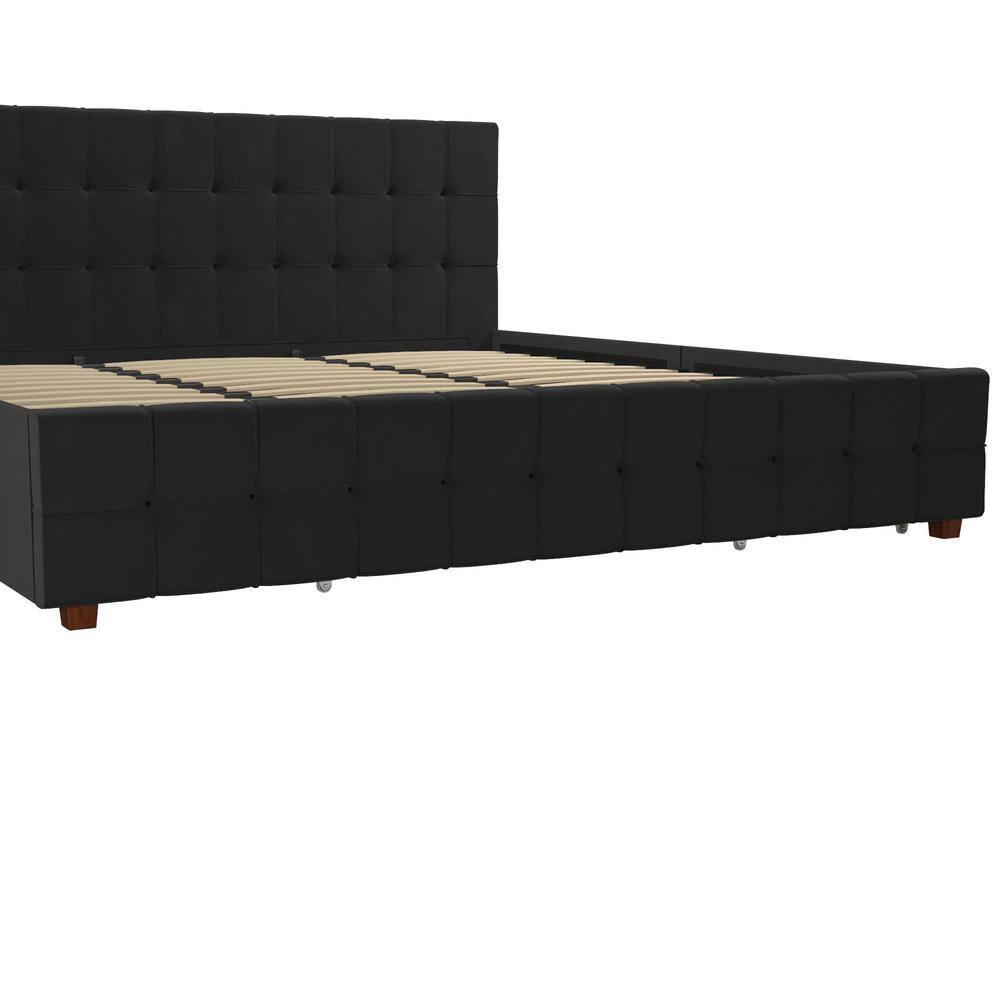 Elizabeth Tufted Upholstered Low Profile Storage Platform Bed