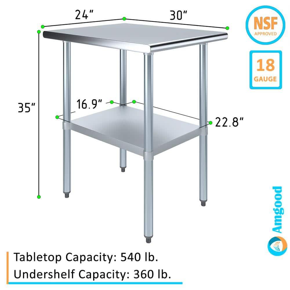 Amgood 30 in. x 24 in. Stainless Steel Table