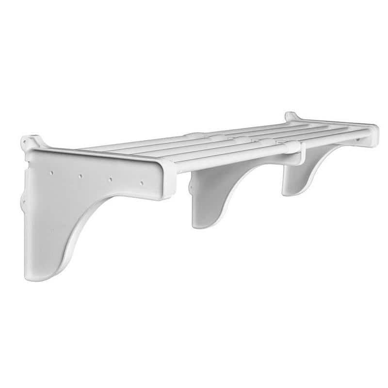 EZ Shelf-Expandable-Garage Shelf- -White- Easy to Install -Strong (up to 250 Lbs)- Wire Shelving Alternative –Wall Mounted Garage Shelf Organizer (White, 40.5" - 75")