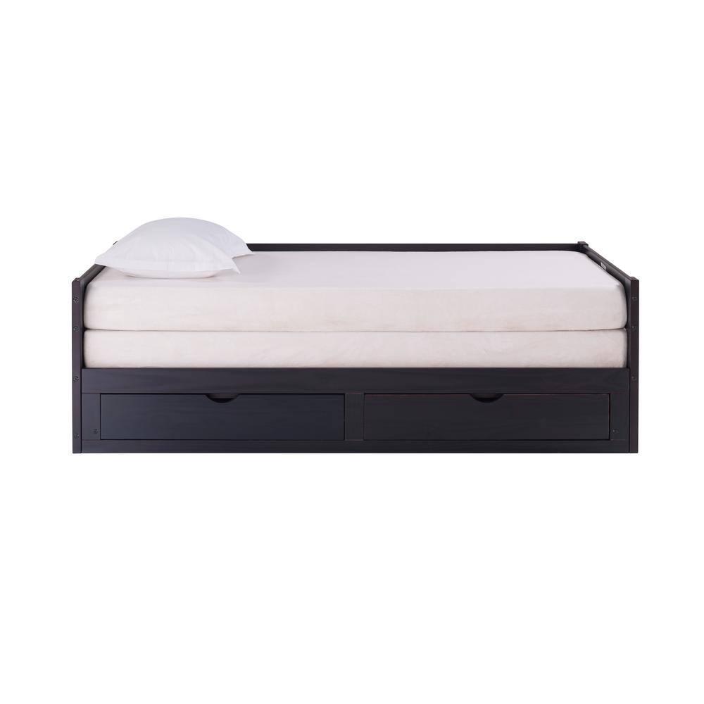 Alaterre Furniture Jasper Twin to King Extending Day Bed with Storage Drawers, Espresso