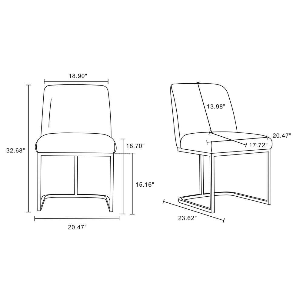 Set of 8 Serena Modern Leatherette Upholstered Dining Chair Set Light Gray - Manhattan Comfort: Ergonomic Design, Steel Legs, Foam-Filled