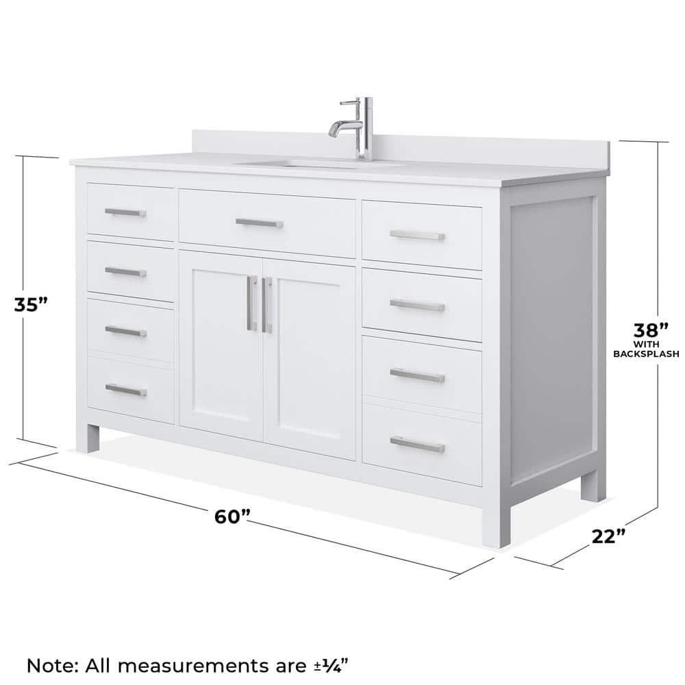 Beckett 60" Freestanding Single Bathroom Vanity with Cultured Marble Top