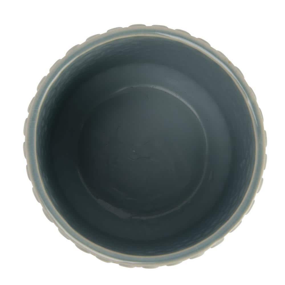 Bloomingville Round Stoneware Planter Pot with Polka Dots, Sky Blue