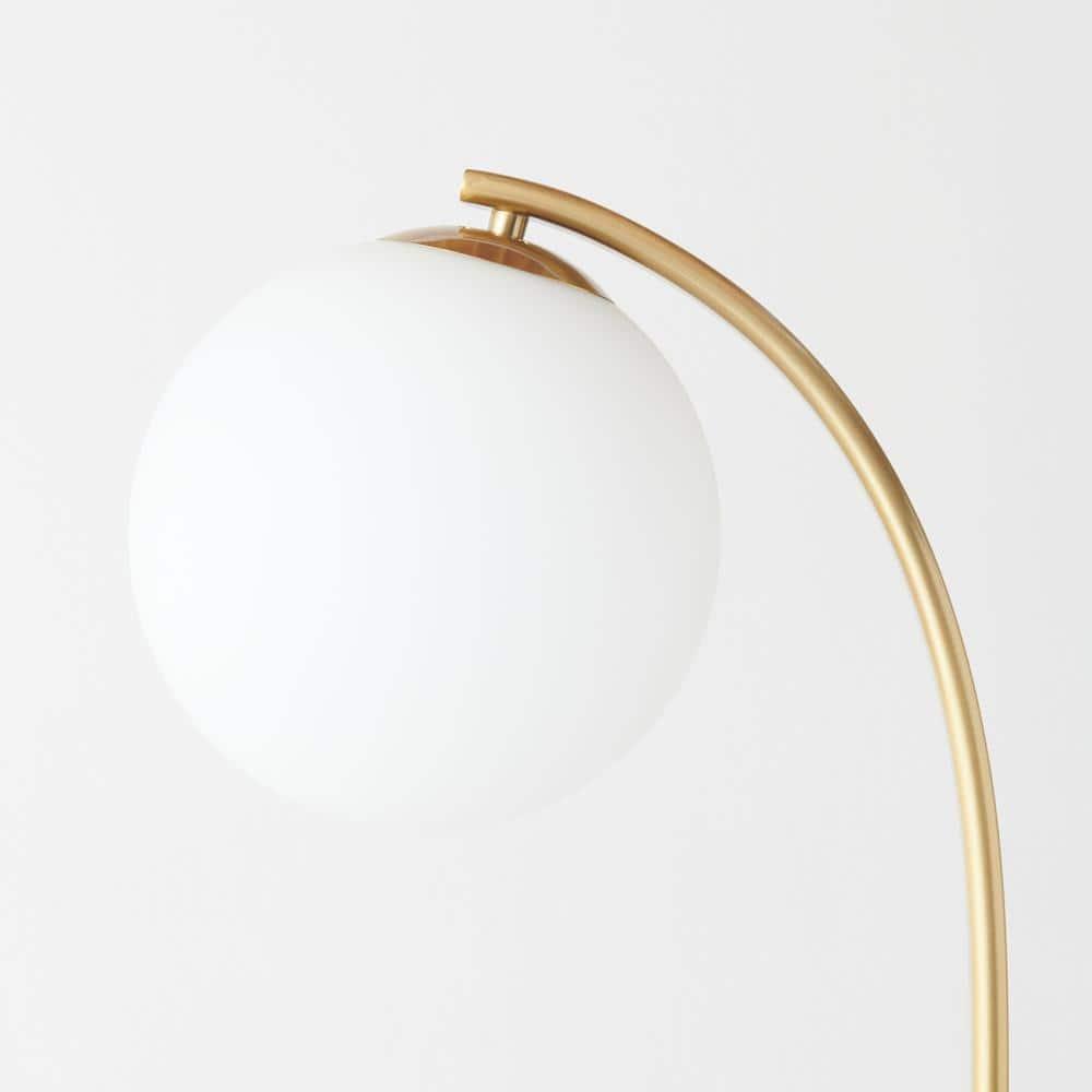 Brightech Luna Drop 75 in. Modern LED Arched Standing Floor Lamp with Frosted Glass Globe Shade
