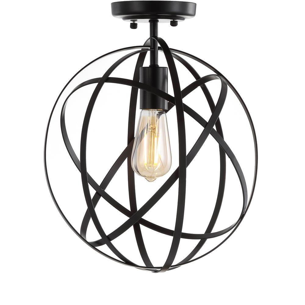 JONATHAN  Y Alma 13" Metal Orb Contemporary 1 -Light 13-in Polished Bronze Semi Flush Mount Light