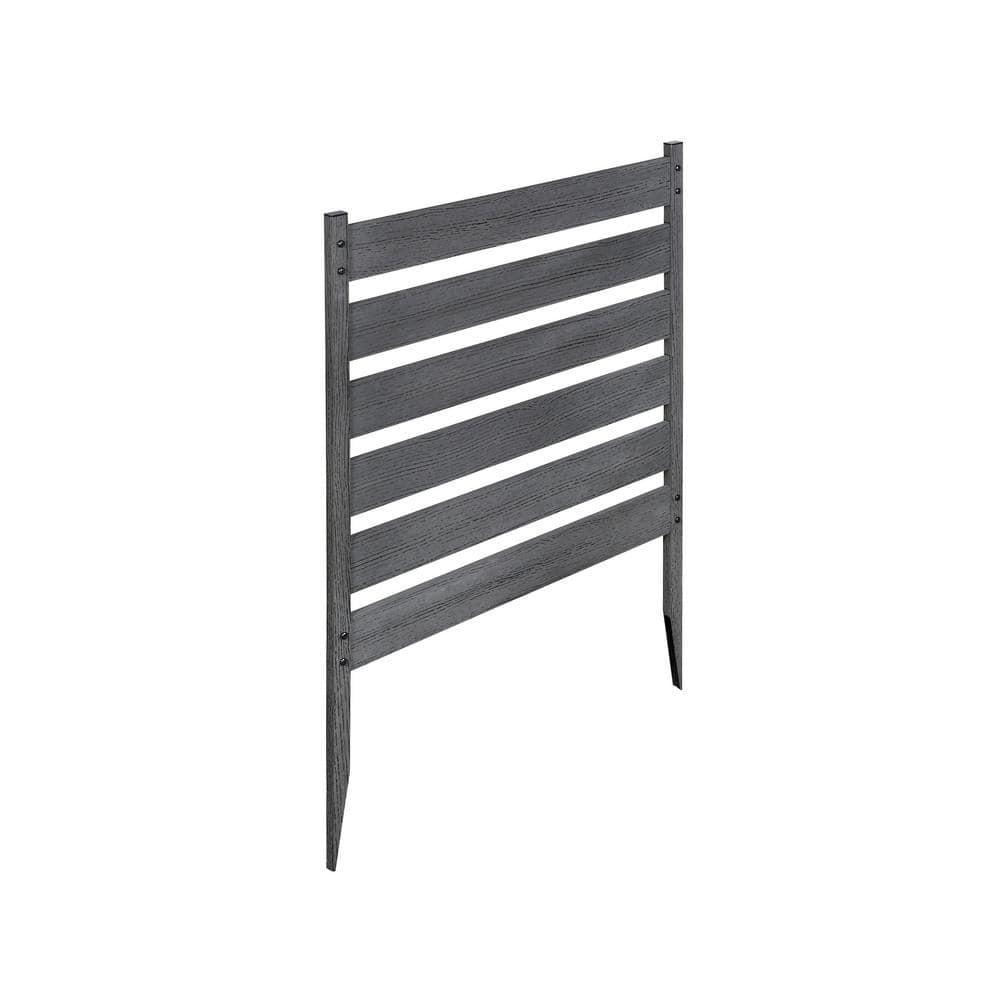 Zippity Outdoor Products 26in H x 24in W (3 Panels) No Dig Zippity Maui Fence Kit, Charcoal Color WoodTek Vinyl Fence Panel, Temporary Outdoor Border for Garden, Easy Install DIY Fence for Backyard, Patio, & Deck, ZP19066