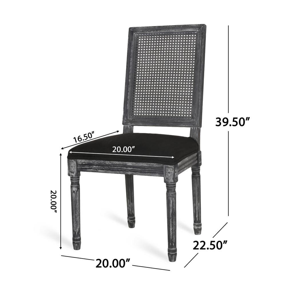 Noble House Beckstrom French Fabric Dining Chair, Set of 2, Black