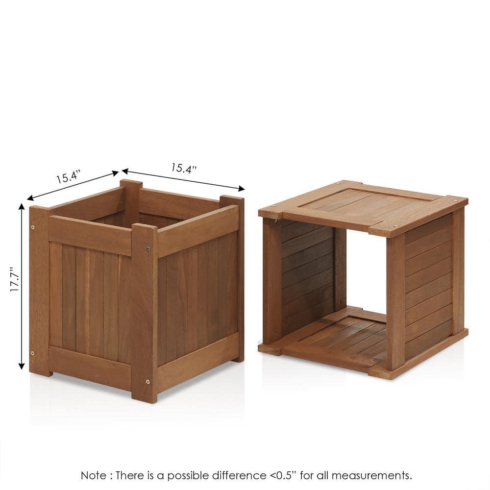 Furinno 15" x 15" x 18" Brown Wood Planter Boxes (2 Pack)