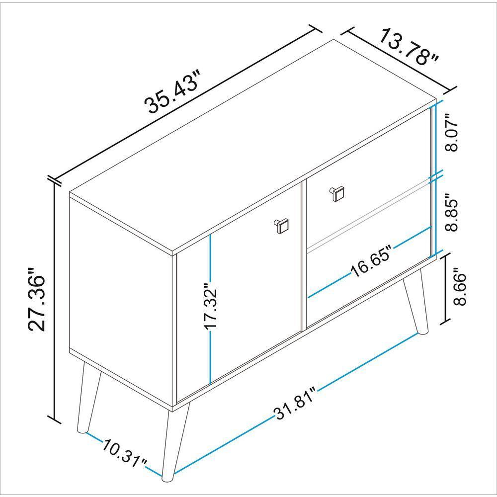 Avesta 2.0 Double Side Table White - Manhattan Comfort: Modern Corner Accent Table, Bedroom & Office Use