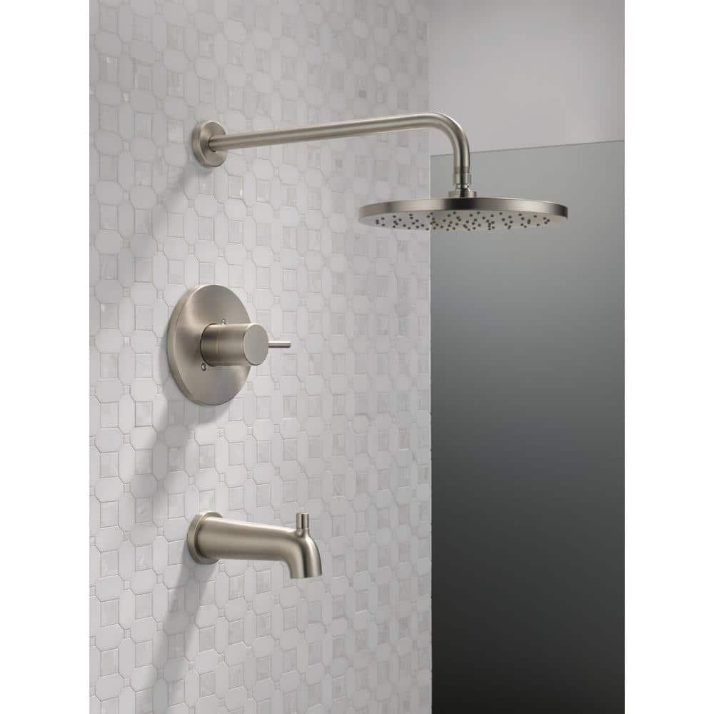 Modern Raincan Round Single-Function Tub and Shower Faucet Set, Valve Trim Kit, Rainfall Shower Head