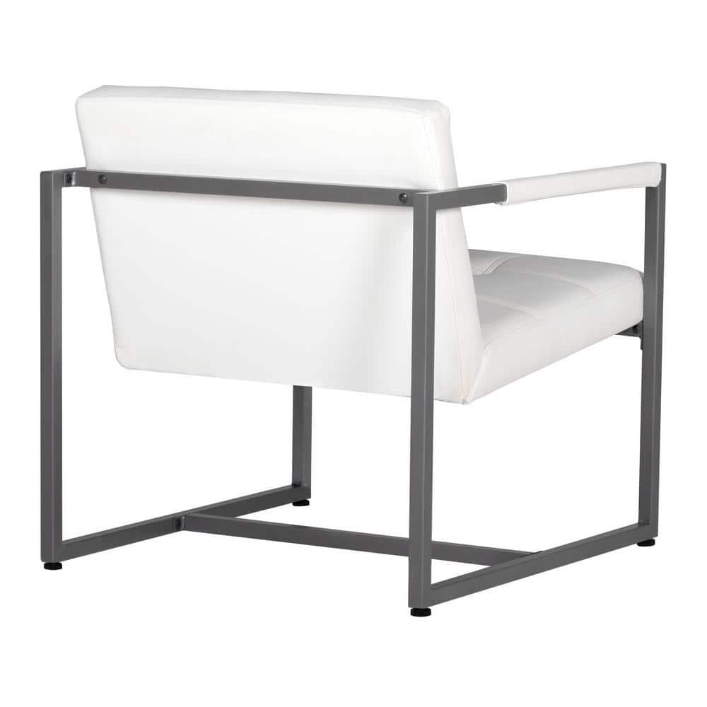 Camber Accent Chair White - Studio Designs Home: Mid-Century Faux Leather, Metal Frame, 250lbs Capacity