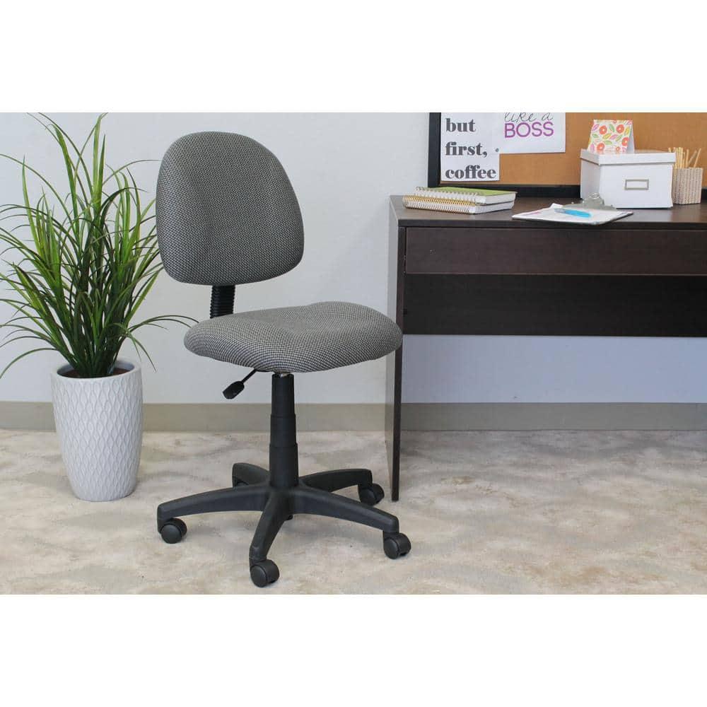 Boss Office Products Deluxe Posture Chair Gray : Ergonomic Swivel Computer Chair with Lumbar Support, Nylon Legs