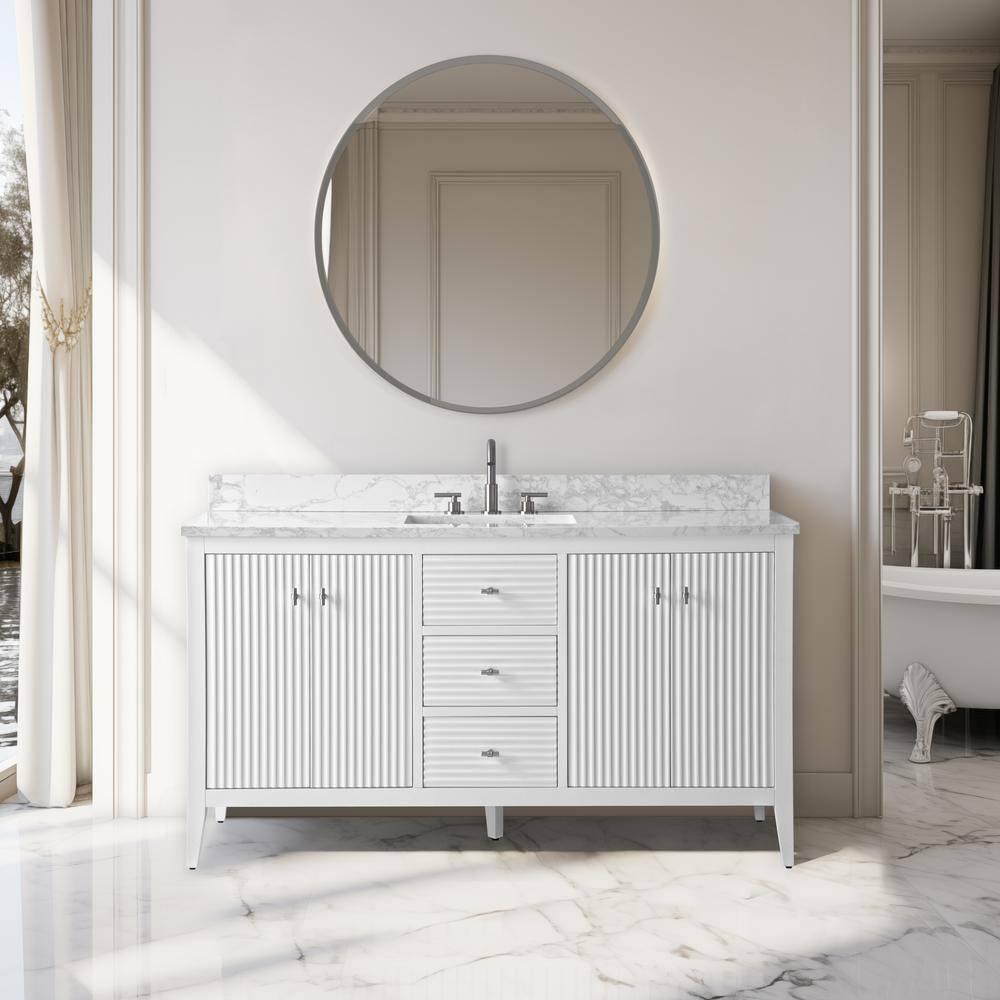 60'' Single Bathroom Vanity with Engineered Marble Top
