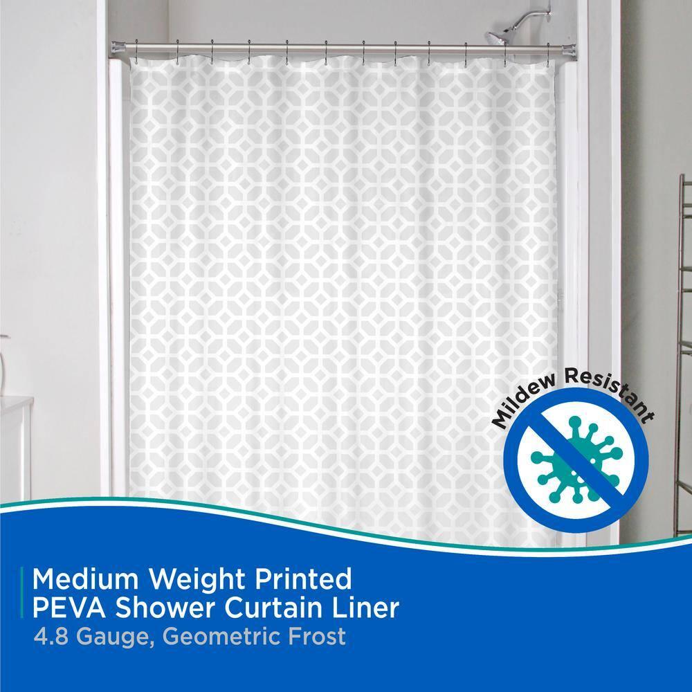 Kenney Medium Weight Decorative PEVA Shower Curtain Liner, 70" W x 72" H, Geometric Frost