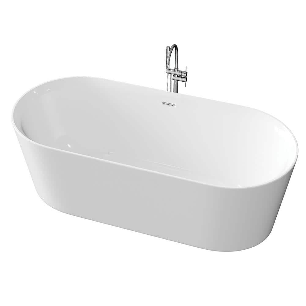 Rejoice 59'' x 29.5'' Freestanding Soaking Solid Surface Bathtub