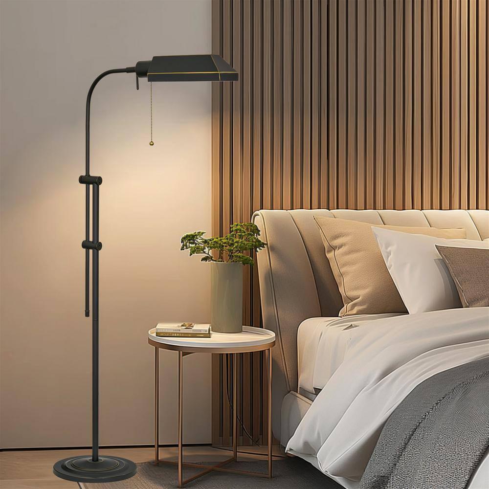 GOURE Prescott 58" Modern Industrial Adjustable Standing Pharmacy Floor Lamp, Dark Bronze Finish, Includes 6W LED Bulb (60W eq.) Energy Efficient, Eco-Friendly, Pivot Head for Hobby/Precise Task