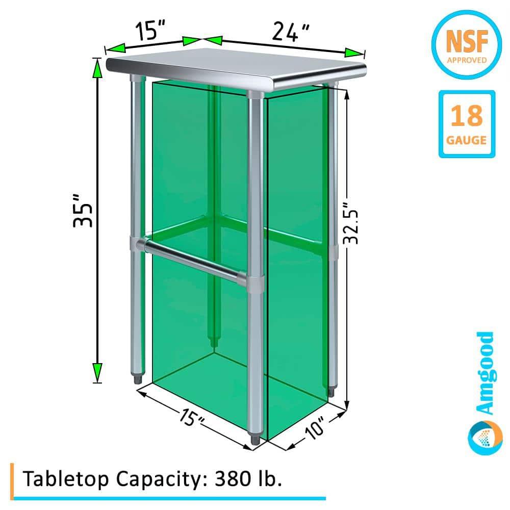 Amgood Stainless Steel Open Base Work Table