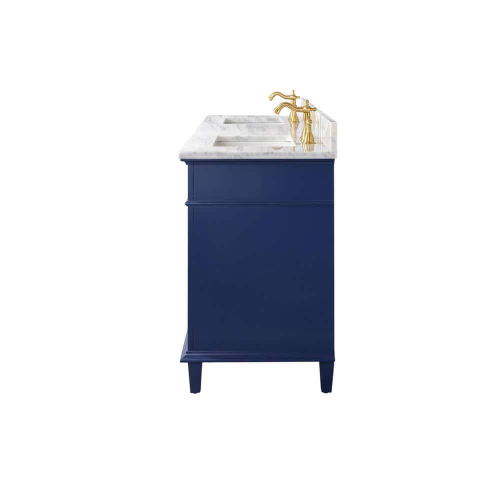 Legion Furniture 3-Drawer Wood & Marble Vanity Cabinet in Blue and White