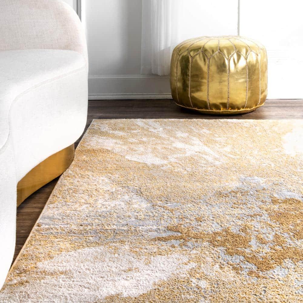 Nuloom Cyn Abstract 5x8 Indoor Area Rug for Living Room Bedroom Dining Room Kitchen, Gold/Ivory