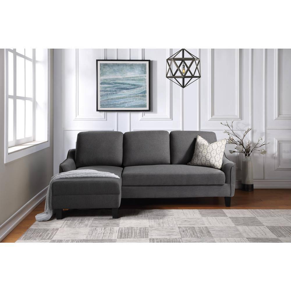 Lester Chaise Sleeper Sofa in Gray fabric with Black legs