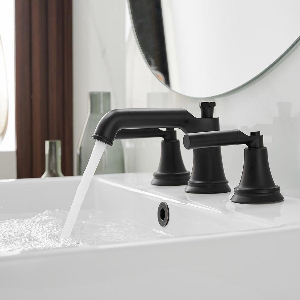 VIBRANTBATH 16456-Black Widespread 2-handle Bathroom Faucet with Drain Assembly