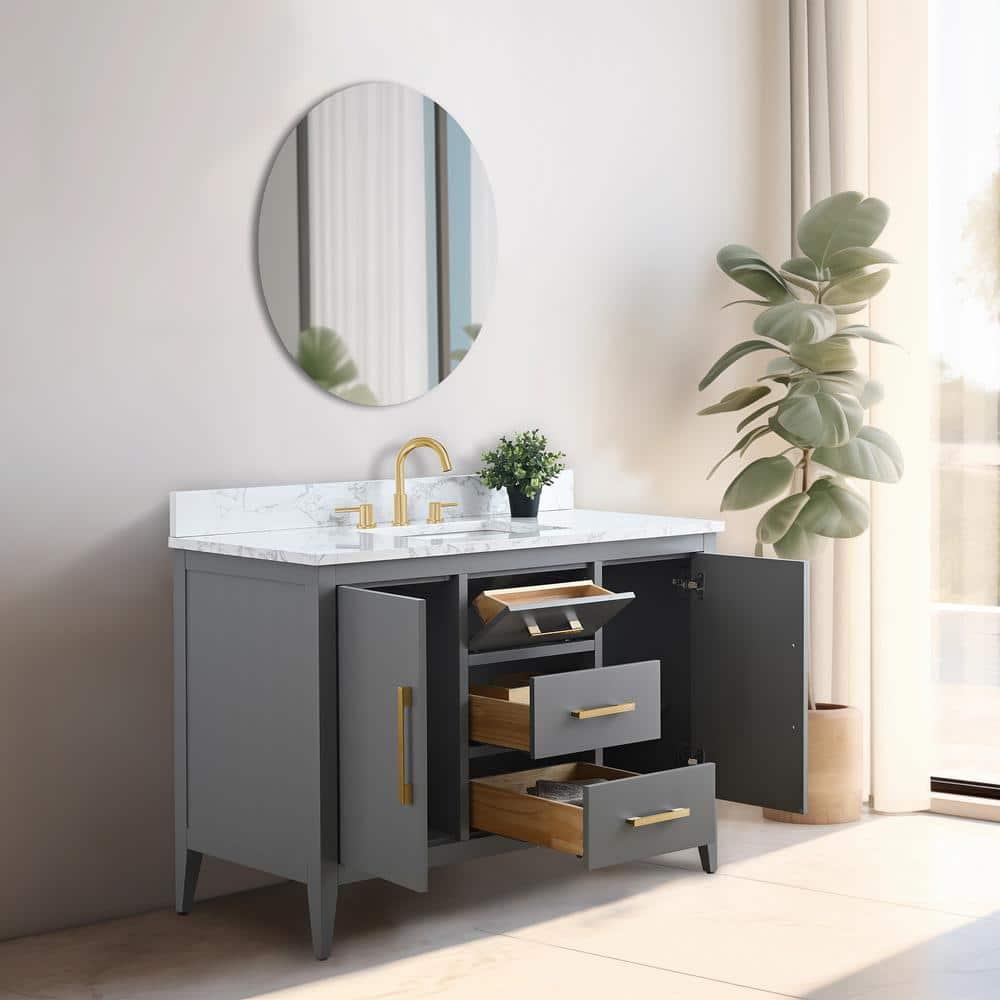 48'' Single Bathroom Vanity with Engineered Marble Top