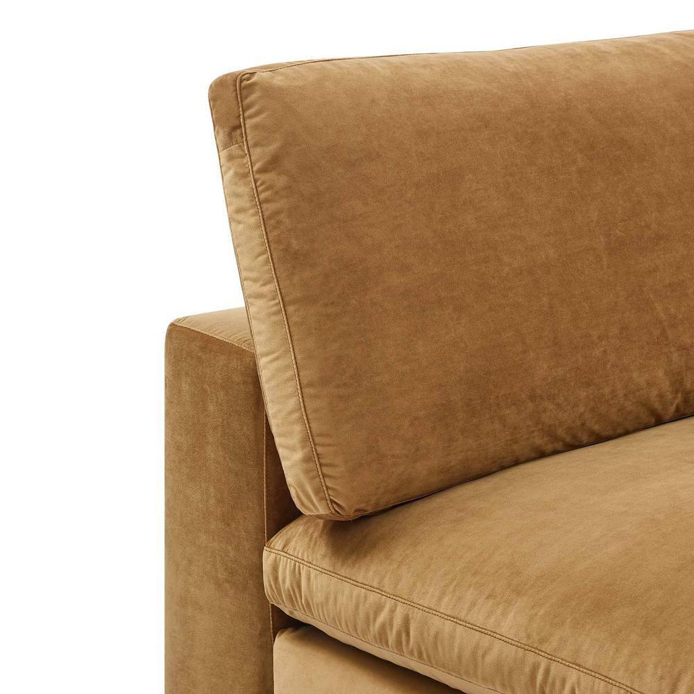 Modway Commix Down Filled Overstuffed Performance Velvet Armless Chair in Cognac