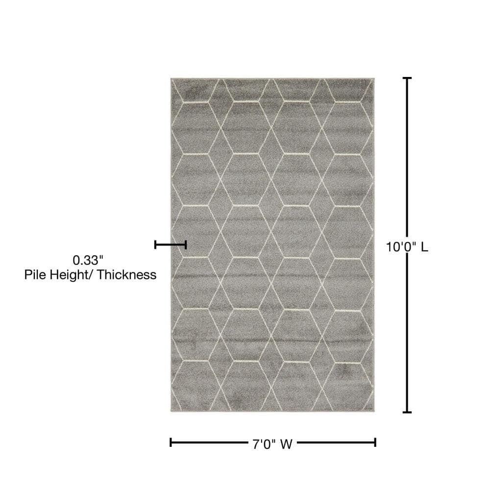 Unique Loom 7' 0 x 10' 0 Trellis Frieze Geometric Light Gray Area Rug