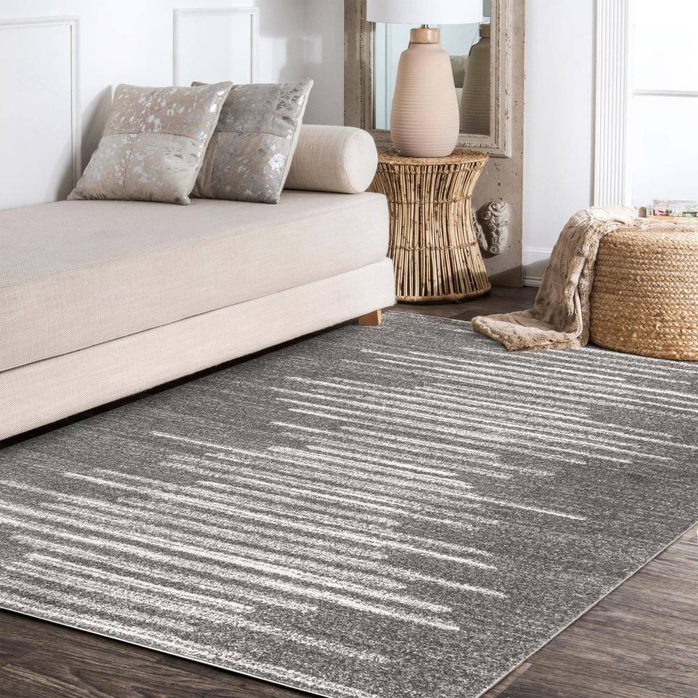 3'x5' Aya Berber Stripe Geometric Area Rug, Gray/Cream - JONATHAN Y