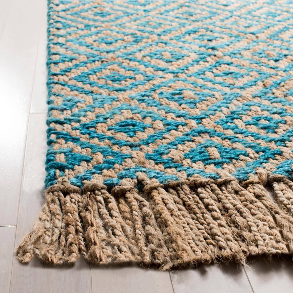 Natural Fiber NF266 Hand Woven Indoor Area Rug - Turquoise/Natural - 5'x8' - Safavieh.