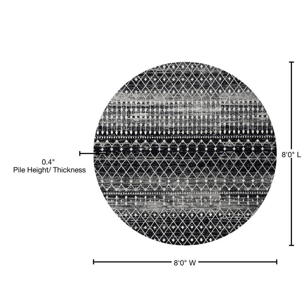 Blythe Modern Moroccan Trellis 8 ft. Black Round Rug