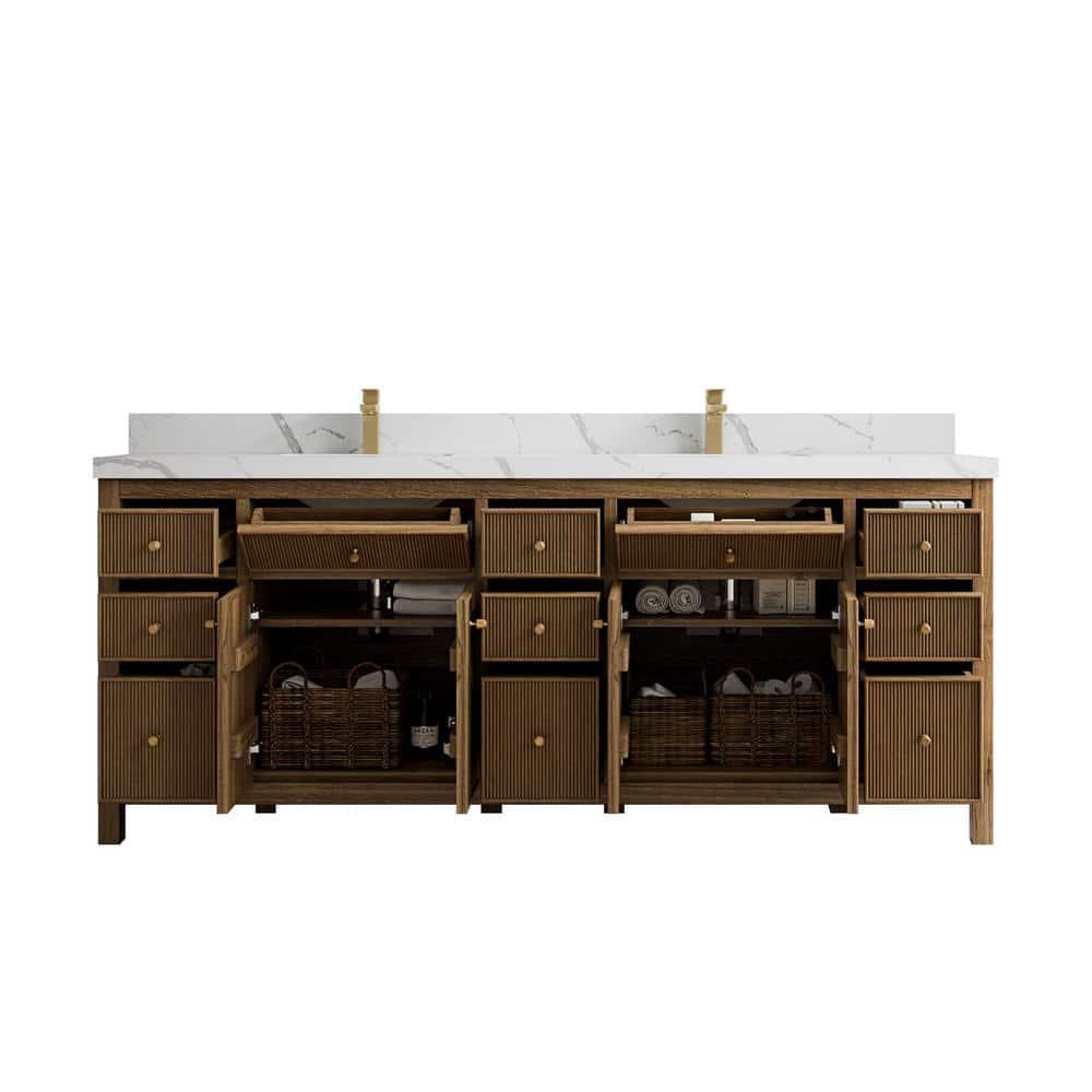 Willow Collections 84'' Double Bathroom Vanity with Quartz Top