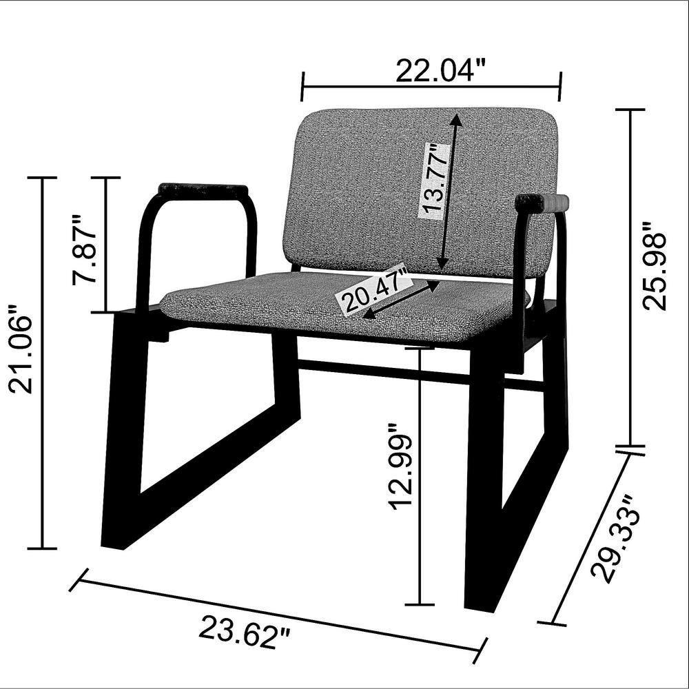 1.0 Whythe Low Accent Chair Natural Linen/Corten - Manhattan Comfort: Faux Leather, Steel Legs, No Assembly Required