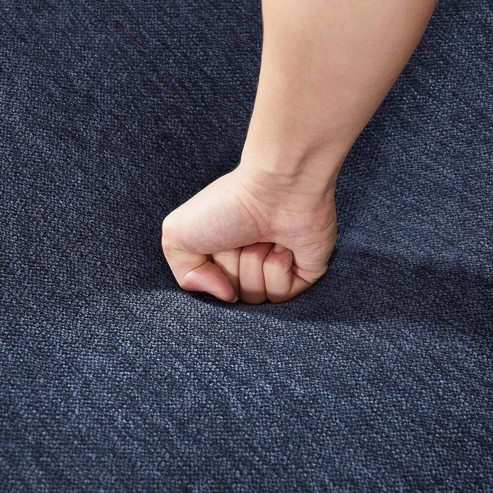 Blue Chenille Tufted Twin Sleeper Sofa with Cup Holder