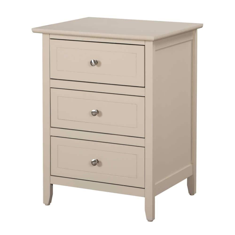 Daniel 3-Drawer Beige Nightstand (25"H x 15"W x 19"D)
