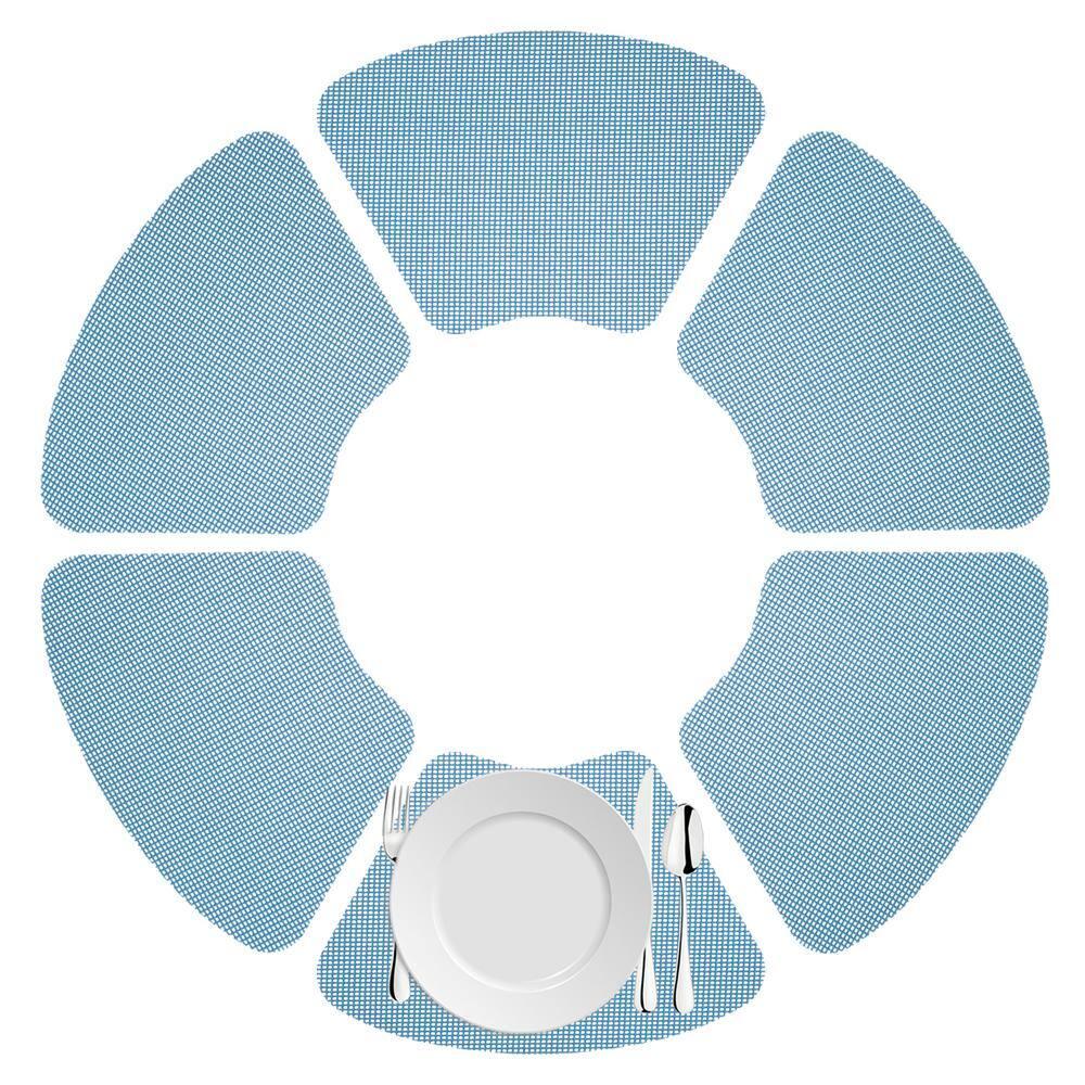 Kraftware Fishnet Wedge Placemats to Add Color to Any Round Outdoor Table (Set of 6) Niagara Blue